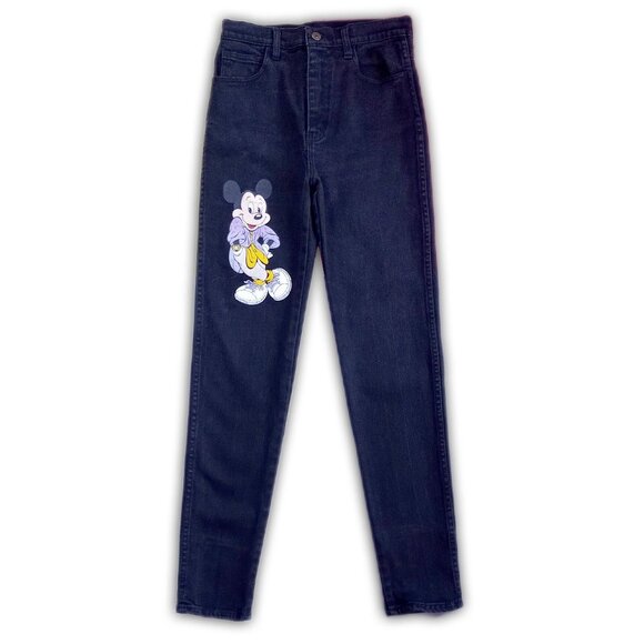 Vintage Mickey Mouse Black Denim Jeans UNISEX - Picture 4 of 11